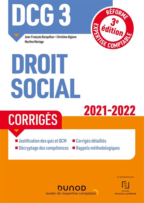 DCG 3 Droit social - Corrigés - Réforme 2019-2020: Réforme Expertise comptable 2019-2020 (2019-2020)
